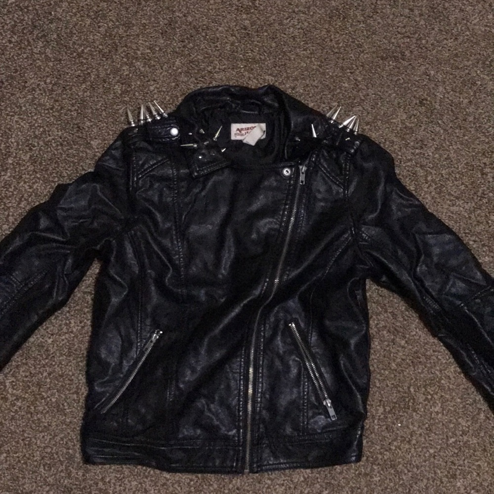 Faux leather spiked jacket size medium